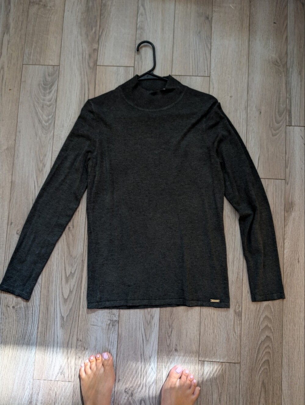 T Tahari Charcoal Mock Neck Sweater
